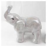 Vintage Lusterware Elephant Figurines - Opalescent Pair, About 5 Inches Tall