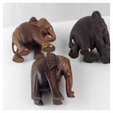 Wooden Elephant Sculptures (Lot of 3)