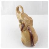 Elephant Figurine - Trunk Up, Beige Ceramic Statue with Brown Accents