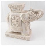 Elephant Figurine - White Vietnamese Decorative Statue with Carved Panels
