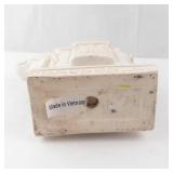 Elephant Figurine - White Vietnamese Decorative Statue with Carved Panels