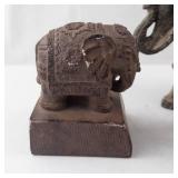 Elephant Figurines Trio - Stone Elephant Sculpture, Carved Wood Elephant, Rope Elephant