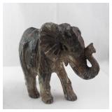 Elephant Figurines Trio - Stone Elephant Sculpture, Carved Wood Elephant, Rope Elephant