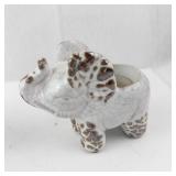 6-Piece Porcelain Elephant Figurine Set - Crackle Glaze & Floral Accents