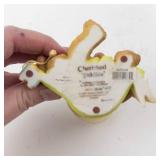 Cherished Teddies Mom & Baby Bear Figurine with Duck - Green Dress & Flower Hat