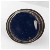 Vintage Silver-Tone Elephant Figurine on Velvet Round Trinket Dish with Rope Edge