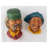 Bossons England Pair of Vintage Bearded Men Busts with Hats