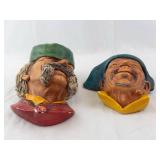 Bossons England Pair of Vintage Bearded Men Busts with Hats