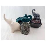 Elephant Figurine Set - 4-Piece Decorative Ceramic/Resin Collection