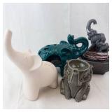Elephant Figurine Set - 4-Piece Decorative Ceramic/Resin Collection