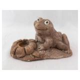 Frog Candlestick Holder - Ceramic Figurine on Lily Pad Base