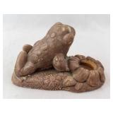Frog Candlestick Holder - Ceramic Figurine on Lily Pad Base