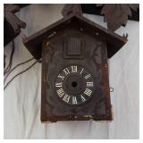 Set of 4 Vintage Carved Cuckoo Clocks with Birds & Maple Leaf Motifs. (Parts/Need Repairs)