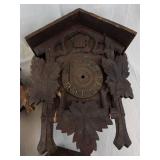 Set of 4 Vintage Carved Cuckoo Clocks with Birds & Maple Leaf Motifs. (Parts/Need Repairs)