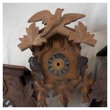 Set of 4 Vintage Carved Cuckoo Clocks with Birds & Maple Leaf Motifs. (Parts/Need Repairs)