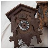 Set of 4 Vintage Carved Cuckoo Clocks with Birds & Maple Leaf Motifs. (Parts/Need Repairs)