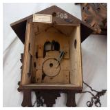 Set of 4 Vintage Carved Cuckoo Clocks with Birds & Maple Leaf Motifs. (Parts/Need Repairs)