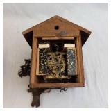 German Carved Cuckoo Clock Parts (Lot of 5) - Leaf & Bird Motif, Roman Dial (Parts/Need Repairs)