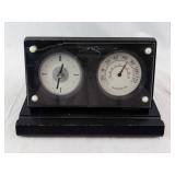 Desk Clock & Thermometer - Vintage Black Bakelite Triangular Stand  (Not tested, may need repair)