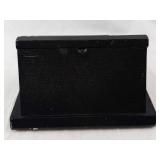 Desk Clock & Thermometer - Vintage Black Bakelite Triangular Stand  (Not tested, may need repair)