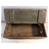 Antique Wooden Chest - Weathered Storage Trunk with Rope Handles