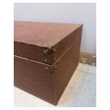 Vintage Wooden Storage Trunk - Metal Latch, Brown Finish