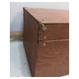 Vintage Wooden Storage Trunk - Metal Latch, Brown Finish