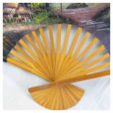 Hand-Painted Folding Fan - Bamboo Ribs, Scenic Village & Waterfall