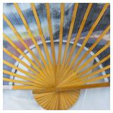 Hand-Painted Folding Fan - Bamboo Ribs, Scenic Village & Waterfall
