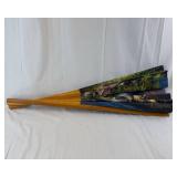 Hand-Painted Folding Fan - Bamboo Ribs, Scenic Village & Waterfall