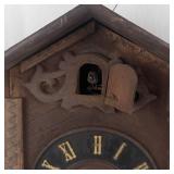 Vintage Carved Dark Wood Cuckoo Clock with Roman Numerals