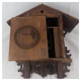 Vintage Carved Dark Wood Cuckoo Clock with Roman Numerals