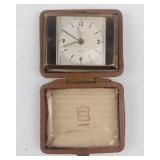 Vintage German Travel Clock in Leather Case - 7 Jewels