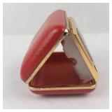 Phinney-Walker Travel Alarm Clock - Red Leather Case, Gold Tone