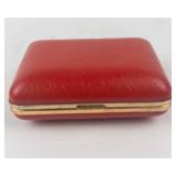 Phinney-Walker Travel Alarm Clock - Red Leather Case, Gold Tone