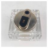 Hand-Cut Crystal Inkwell Japan - Black & Gold Metal Lid, Luxury Desk Accessory