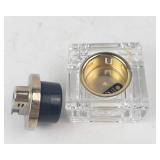 Hand-Cut Crystal Inkwell Japan - Black & Gold Metal Lid, Luxury Desk Accessory