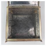 Antique French Jewelry Box with Romantic Couple Scene - Red Enamel, Gold Trim