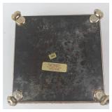 Antique French Jewelry Box with Romantic Couple Scene - Red Enamel, Gold Trim