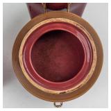 Gevalia Kaffe Ceramic Canisters Pair with Gold Clamp Lids - Made in Taiwan