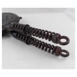 Vintage Cast Iron Waffle Plates - Coiled-Handle Griddles