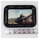 Vintage Souvenir Tin Trays - 3 Scenic Collectibles: USS North Carolina, Cass WV, Lincoln's Birthplace