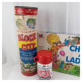 Milton Bradley Block City Set; Chutes & Ladders Board Game; Disney 101 Dalmatians Cup