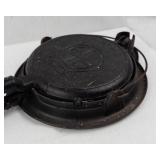 Vintage Cast Iron Waffle Plates - Coiled-Handle Griddles