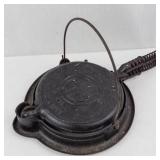 Vintage Cast Iron Waffle Plates - Coiled-Handle Griddles