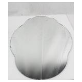 Vintage Oval Vanity Mirror with Ornate Gold-Tone Frame - Bowed Water-Damaged Wood Bottom