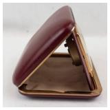 Phinney-Walker Travel Clock in Burgundy Leather Case with Gold Tone Frame