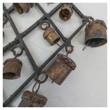 Antique Iron Diamond Bell Wind Chime Wall Hanging - Rustic Rusted Bells Decor