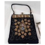 Beaded Black Velvet Evening Bag - Nail Buff - Geode Pen Holder - Hourglass (Brass Frame) (Lot of 4)