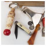 Vintage Mixed-Tool lot and Small Wooden Tool Box